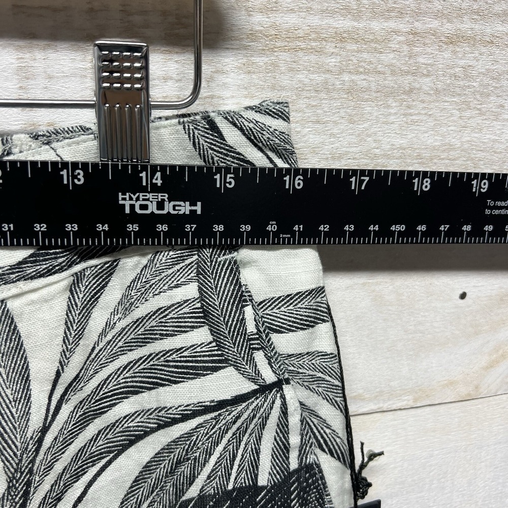 Tahari Wide Leg Linen Pants Womens Large Black White Tropical Pull On Resort - Picture 8 of 10
